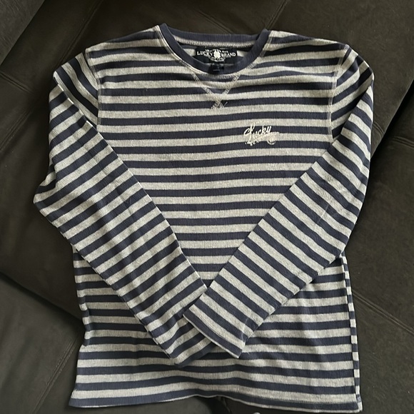 Mens Lucky Brand Blue & Gray Striped Thermal. - Picture 2 of 4